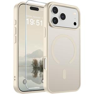 SUPFINE Magnetic for iPhone 17 Pro Max Case (Compatible with MagSafe)(Military Grade Drop Protection) Translucent Matte Shockproof with Anti-Fingerprint Phone Cover, Antique White