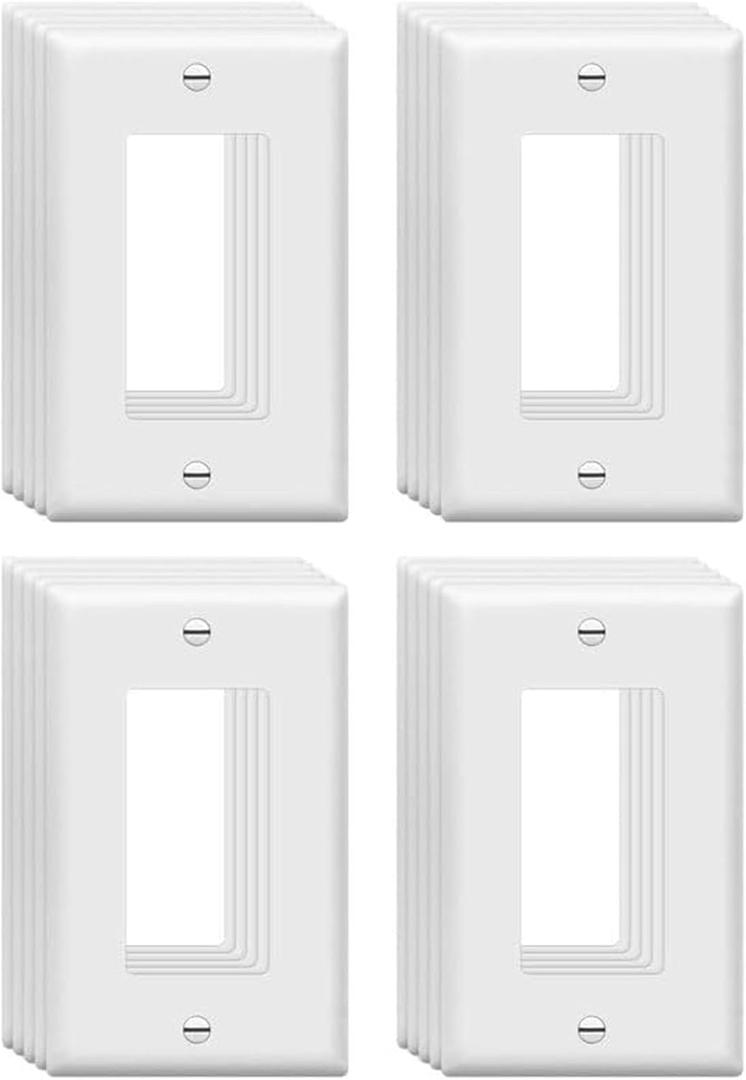 ZEFTV Mid-Size Decorator Wall Plates 1-Gang 4.89" x 3.12" Switch Outlet Electrical Cover Plate Unbreakable Thermoplastic Faceplate for Light Receptacle Outlet Switch, White (20 Pack)