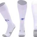 2 x Men's football socks, knee high running pressure socks, training sports performance socks (1 Pair) (White)