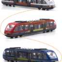 3 Pack Bullet Train Set, Linked High Speed Lotomotive Toy Train, Die Cast Alloy Model Car, Connectable Sliding Subway, Gift for Kids Boys Toddlers Ages 3+