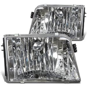 DNA MOTORING Pair of Headlight Assemblies Compatible with 93-97 Ford Ranger, Chrome Housing, HL-OH-FR93-CH