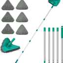 JEHONN Wall Cleaner Mop with Long Handle 82 Inches, 3-in-1 Ceiling Cleaning Tool Duster with 6 Replacement Microfiber Chenille Pads for Painted Walls, Baseboard, Window, Floor (Green)