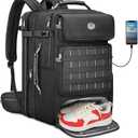 MATEIN Expandable Travel Backpack With Shoe Compartment, 52L Large Luggage Suitcase with Waist Straps & USB Charging Port, 17 Inch TSA Laptop Backpack With 3 Packing Cubes for Men, Black