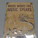 Ymyoo Metal Sign Tin Sign Vintage Wall Art Musical Notatin Where Words Fail Music Speaks Garage Sign for Bar 8x12inches Pack of 2