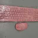 Wireless Keyboard and Mouse Combo, EDJO Silent Full Size Cordless USB Keyboard Mouse, 2.4GHz Lag-Free, Long Battery Life, for Computer, Laptop, PC, Chromebook, Windows (Pink, Pack of 1)