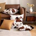 Woaboy Pack of 2 Luxury Faux Fur Throw Pillow Covers Cowhide Decorative Soft Fluffy Plush Couch Throws Brindle Cushion Covers for Couch Living Room Sofa Bedroom 16x16 Inch
