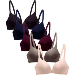 Pack of 5,Women Comfort No Wire Bras Seamless No Show Bra Pack (30B)