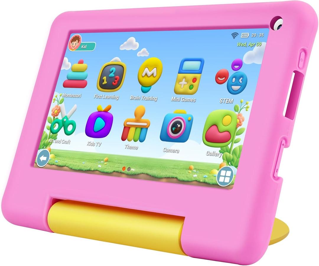 Kids Tablet 7IN Children Tablets for Kids 3-7 Android Tablet for Toddler Boys Girls, Educational Toddler Tablets with WIFI Touch Screen, Dual Camera, Kids Learning APP for Child Ages 3 to12 (Pink)