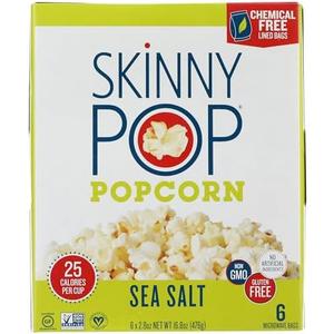 Pack of 2, SkinnyPop Sea Salt Microwave Popcorn, 16.8 OZ, Best By 05 18 2025