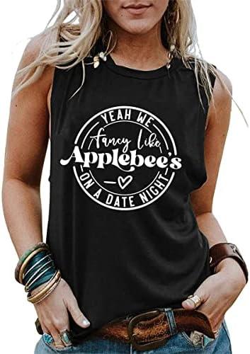 Country Music Tanks Top for Women's Yeah We Fancy Like Applebees Tank Tops Casual Summer Sleeveless T Shirts , Size small