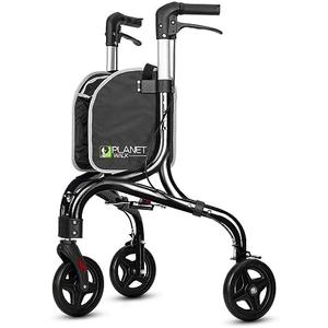PLANETWALK Premium 3 Wheel Rollator Walker for Seniors – Ultra Lightweight Foldable Aluminum Mobility Aid with Height Adjustable Handle and 7.5 Inch Wheels, Black