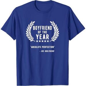 Funny Boyfriend Gifts, Boyfriend of The Year T-Shirt,Royal Blue, Small