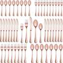 30 Pcs Rose Gold Silverware Set Service for 6, Premium Stainless Steel Flatware Set, Cutlery Utensil Set, Durable Home Kitchen Eating Tableware Set, Include Fork Knife Spoon Set, Dishwasher Safe