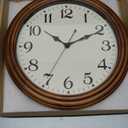 14 Inch Wooden Wall Clock, Retro Wood Wall Clocks Battery Operated, Large Silent Sweep Movement Accurate Wall Clock for Living Room Bedroom