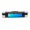 Car Clock Thermometer, Clip on Truck LCD Automotive Digital Backlight Clock Monitor Blue Backlight Vent Clip-On Clock for Vehicles (Blue Background)