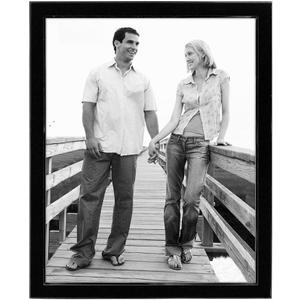 Malden International Designs Black Sleek With Silver Inside Border Picture Frame, 5x7, Black