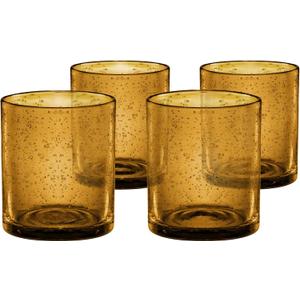 Artland 14oz Double Old Fashion Glass, Set of 6 | Iris Seeded Design, Amber | Drinking Glass for Parties and Everyday Use - Mojito, Whiskey, Cocktail | Glassware & Barware Essentials