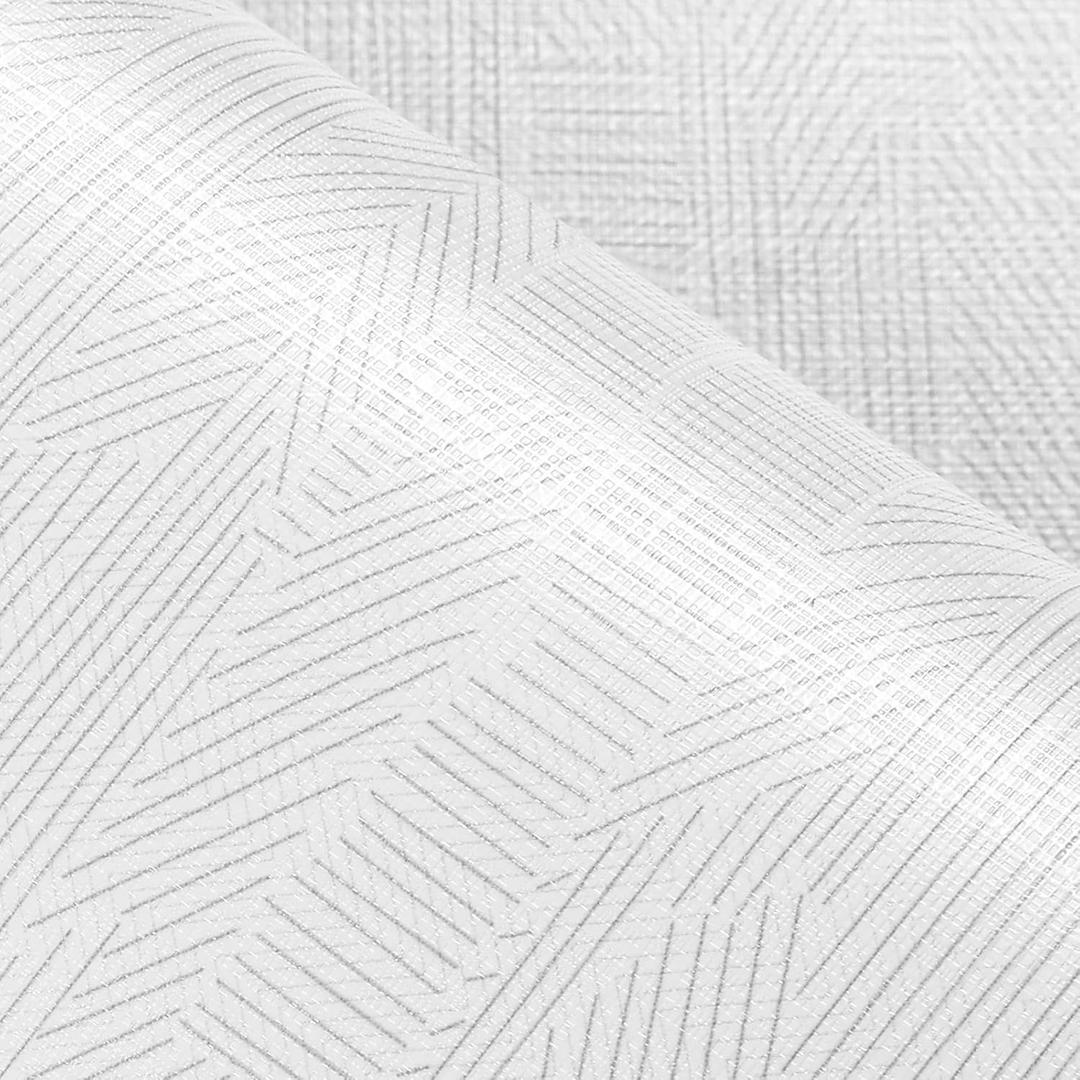 FunStick 16"x472" Textured White Grey Wallpaper Peel and Stick Lines Grasscloth Fabric Wallpaper Roll Self Adhesive Contact Paper for Kitchen Cabinets Renter Friendly Wall Paper for Bedroom Wall Decor (Light Gray)