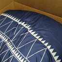WONGS BEDDING Navy Blue Comforter Set King,Reversible Boho Triangle Down Alternative Comforter Set for King Bed - 3 Pieces (1 Comforter + 2 Pillowcases), Soft Microfiber Duvet Insert 104"x 90"