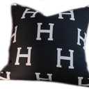 20x20'' inches Throw Pillow Cushion Covers - Black Embroidery H Letter Luxury Modern Style Couch Sofa Pillow Cover for Living Room Bedroom