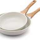 SENSARTE Nonstick Frying Pan Skillets, White Ceramic Coating Omelette Pans, Healthy Cookware Chef's Pan, Free of PTFE & PFAS (8+10 Inch)