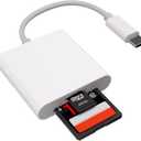 USB C SD Card Reader for iPhone, iPad, MacBook, 2-in-1 SD and TF Memory Card Adapter, USB 3.0 High Speed Data Transfer, Portable Trail Camera Viewer, Plug and Play