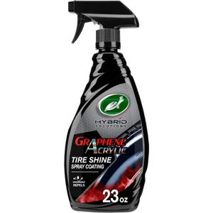 Turtle Wax 53733 Hybrid Solutions Graphene Acrylic Tire Shine Spray Coating, No Sling Tire Dressing, Long Lasting Deep Black Shine, UV Protection and Dirt Repellant, 23 oz. (Pack of 1)