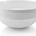 YBM HOME Deep Plastic Strainer Colander with Handle  Made of Food Safe BPA-Free Plastic - Durable and Dishwasher Safe - Use for Pasta, Noodles, Spaghetti, Vegetables and More (1, White)