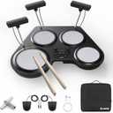 Donner Beat Go Portable Electronic Drum Set with Beginner Training Course, Compact Table Drum with Wand and Backpack, 180 Voices, 30 Demo Songs, 15 Drum Kits