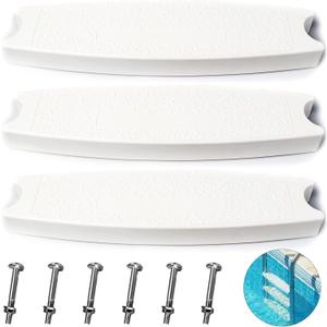 TonGass (3-Pack, White) 18" Universal Swimming Pool Ladder Rung Step Replacement with Stainless Steel Bolts Compatible with Inground Above Ground Pool Heavy-Duty Molded Plastic Ladder Step Parts