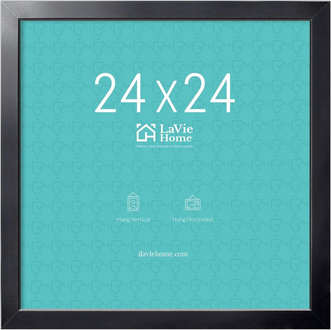 LaVie Home 24x24 Picture Frame, Square Poster Frame with High Definition Plexiglass, Horizontal or Vertical Wall Gallery 24 x 24 Frames Suitable for Photos, Artworks, Posters,Puzzle, Black 1pc