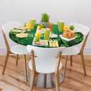 cfpolar Round Tablecloth with Elastic Edge Green Leaf St. Patrick's Day Round Fitted Table Cover Waterproof Wipeable Circle Table Cloths for Dining Kitchen Pattry Patio Outdoor (Fit for 45"-50")