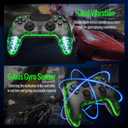 BETMI Wireless Controller for PS-5,Pro/Slim/PC, with Hall Effect Joystick & Trigger/Macro/Turbo/RGB Light/3.5mm TRRS Audio Jack/Speaker/Mute Button/6-Axis Gyro/Dual Vibration/Touchpad (Black/Clear)