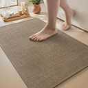 Bath Mat Rug-Ultra Thin Non Slip Bath Mats for Bathroom Mat Quick Dry, Rubber Backing Washable Bathroom Rugs Fit Under Door, Absorbent Bath Rugs for Floor, 
17"x24",Khaki