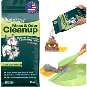 Dog Pee Cleaner | Pet Accident Cleanup Powder | Vomit Cleanup Kit for Hard Surfaces | Puppy Potty Training Aid | Dog Diarrhea Accident Absorbent | Non-Toxic Odor Remover