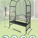 Kalolary Garden Arch with Bench, Heavy Duty Metal Garden Arbor for Climbing Plant & Bench Vines Climbing Support for Lawn Yard Patio Decor (81"x45"), With Seat