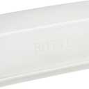 Ceramic Butter Dish with Lid, Farmhouse Butter Keeper Tray with Embossed Lettering for Countertop or Refrigerator, Microwave & Dishwasher Safe, White, 7.5x3.7x2.7 Inches