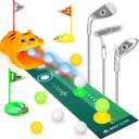 Upgraded Kids Toy Golf Set with Tiger for 3-8 Years Old, Toddler Golf Clubs Set Automatic Golf Returner, Glow Balls, Putting Mat, Mini Golf Games, Indoor Outdoor Sports Toys for Boys Girls