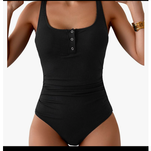 B2prity One Piece Swimsuit for Women Tummy Control Ruched Slimming Bathing Suit Button Full Coverage Swimwear, Size S