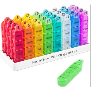 Monthly Pill Organizer, 31 Day Pill Dispenser 3 Times a Day with Small Pill Box, 4 Week Pill Container for Vitamins, Fish Oil, Supplement and Medicine BPA Free, Easy to Use