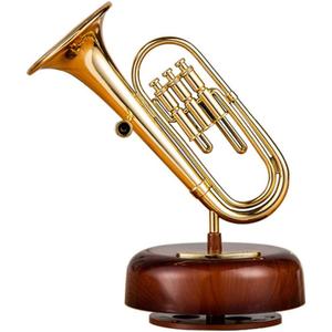 Gadpiparty Trumpet Music Box Rotating Music Box Edelweiss Unique Decor for Birthday Present (17X9.5X9.5CM)