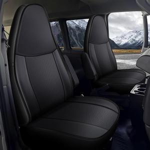 AOMSAZTO Car Seat Covers for Chevy Express Van Seat Covers 2010-2025 with Grab Handle Opening Accessories Seats, NOT for RV, Artificial Leather, Waterproof, Wear-Resistant