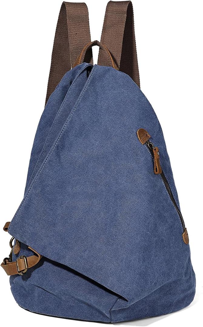 KL928 Canvas Vintage Backpack  Large Casual Daypack Outdoor Travel Rucksack Hiking Backpacks for Men Women (6882-canvas-blue)