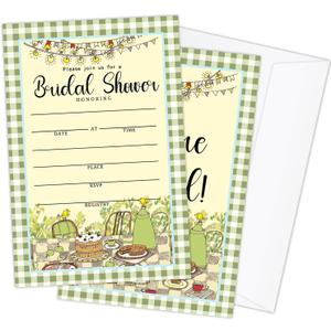 Garden Party Bridal Shower Bachelorette Invites, 25 PCS Kit Wedding Invitation Bridal Shower Invitations with Envelopes For New Couples, Mr And Mrs, Newlyweds-07