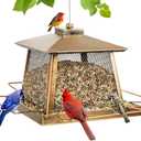 Large Bird Feeder for Outdoor, Gazebo Style Wild Bird Feeders, Metal Mesh Cardinal Birds Feeder for Garden Patio Birds Watching Decor, 4 lb Capacity