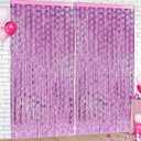 Yeaqee 4 Pcs Foil Fringe Backdrop, Purple Tinsel Curtains Pink Butterfly Foil Curtain for Party Decoration Photo Booth Prop Bachelorette Party Birthday Bridal Shower Wedding Grad Supplies