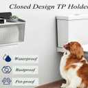 White Wave-Design Pet-Proof Tissue Box Holder - Wall-Mounted, Dual Dispenser Organizer for Kitchen, Office, Outdoors - ABS+HIBS Material, Transparent Lid, Damage-Free Adhesive