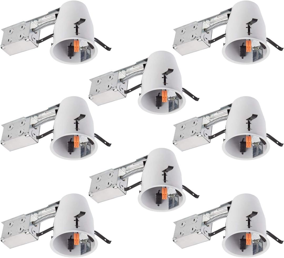 4 Inch Remodel Recessed Can, Air Tight IC Housing, with TP24 Connector and E26 Socket, UL-Listed, 8-Pack (Remodel Housing)