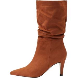 Mid Calf Boots for Women Over The Knee Boots Thigh High Pointed Toe Slouchy Stiletto High Heel Long Sexy Dress Fall Shoes (5.5, Brown)