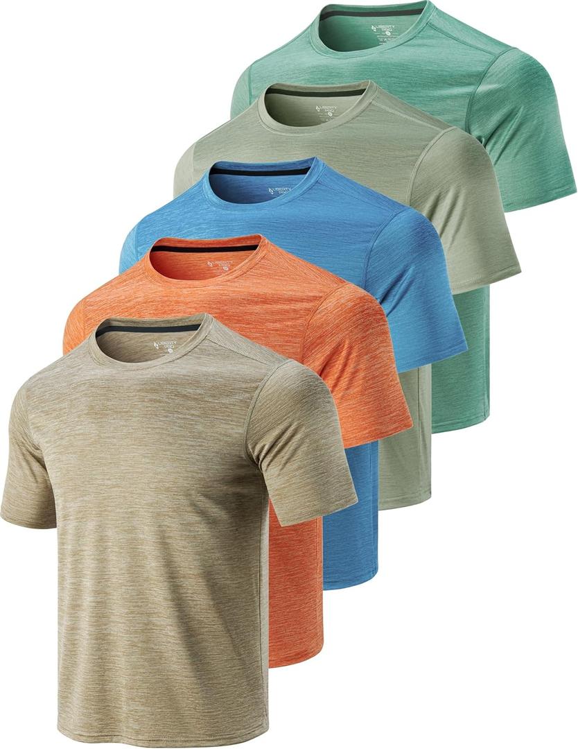 5 Pack Mens Active Quick Dry Crew Neck T Shirts | Athletic Running Gym Workout Short Sleeve Tee Tops Bulk (XXL)